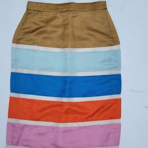 J. CREW Multicolor Straight Skirt 0 NWT!